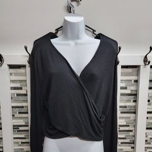 Sheer black cross body crop top 3x